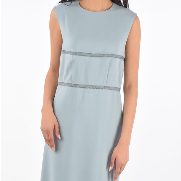 Chloe Gorgeous Shady Blue Crepe Sleeveless Dress Brand New Size 2 - Picture 15 of 16